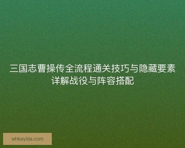 三国志曹操传全流程通关技巧与隐藏要素详解战役与阵容搭配 三国志曹操传全流程通关技巧与隐藏要素详解战役与阵容搭配