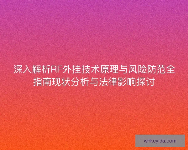 深入解析RF外挂技术原理与风险防范全指南现状分析与法律影响探讨