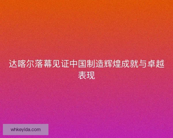 达喀尔落幕见证中国制造辉煌成就与卓越表现 达喀尔落幕见证中国制造辉煌成就与卓越表现